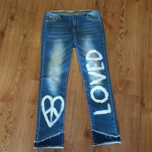 BBA   DARK DENIM JEANS W/LOVED PEACE 26*
